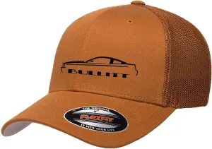 2008 Bullitt Ford Mustang Classic Outline Design Flexfit 6511 Trucker Mesh Fitted Cap