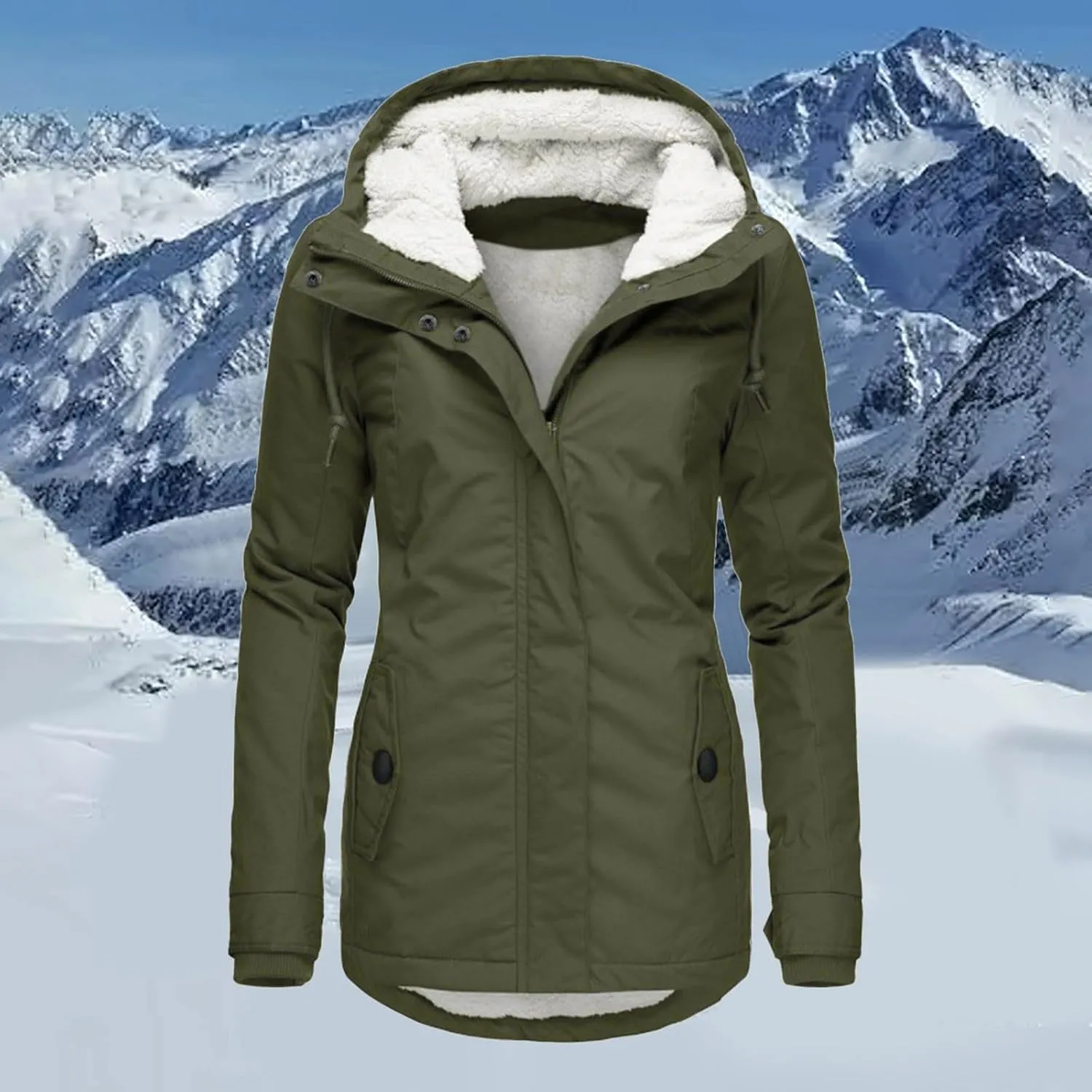 2024 Elegant Temperament Zip Puffer Coats for Womens Long Sleeve Pockets Down Coat Insulated Casual Loose Overcoat