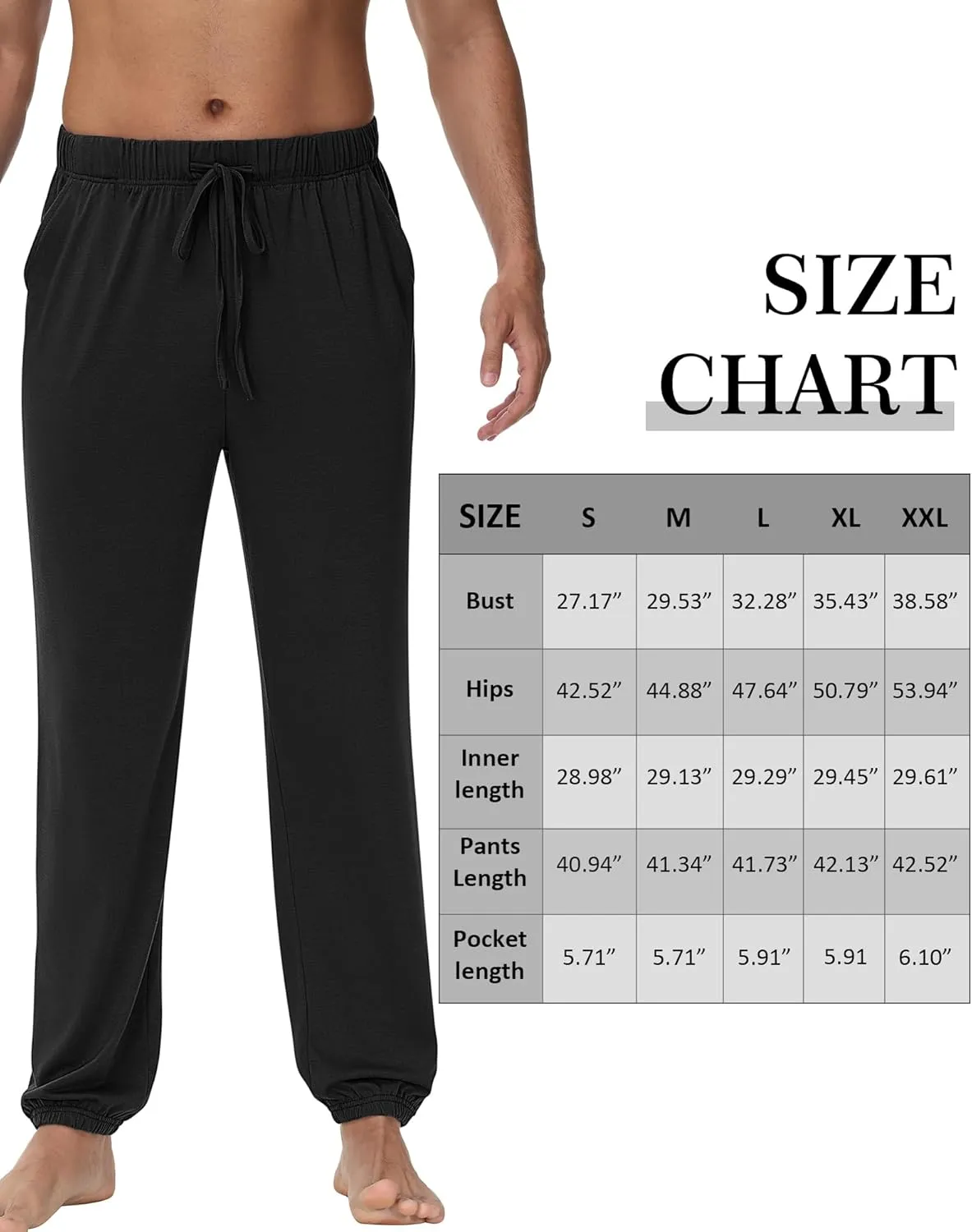 3 Pack: Men's Pajama Joggers -lightweight Pj Bottoms Lounge Pant Drawstring Pockets Elastic Banded Ankle Sleep Pant