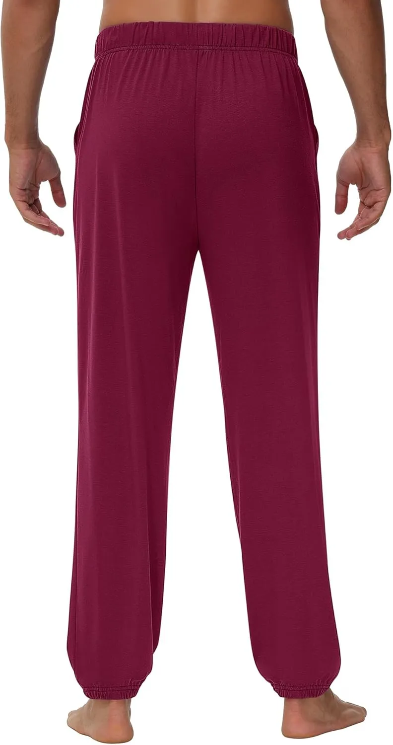 3 Pack: Men's Pajama Joggers -lightweight Pj Bottoms Lounge Pant Drawstring Pockets Elastic Banded Ankle Sleep Pant