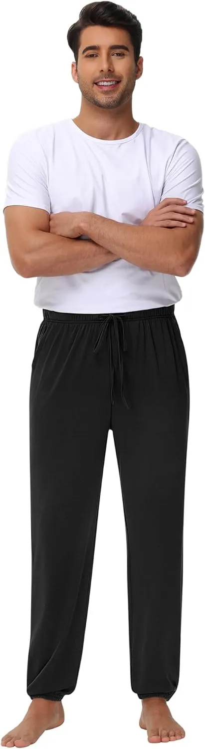 3 Pack: Men's Pajama Joggers -lightweight Pj Bottoms Lounge Pant Drawstring Pockets Elastic Banded Ankle Sleep Pant