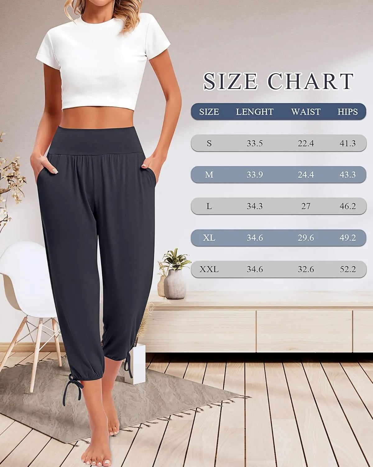 3 Pcs Women Capri Yoga Pant Casual Loose Workout Pant Lightweight Cropped Running Jogger Lounge Capri with Pocket