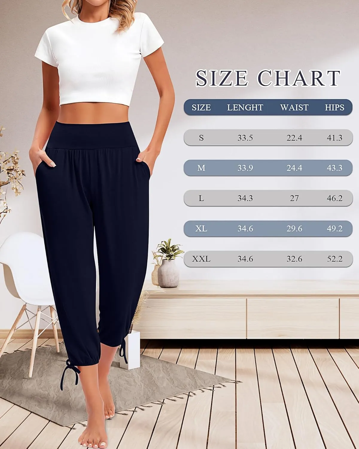 3 Pcs Women Capri Yoga Pant Casual Loose Workout Pant Lightweight Cropped Running Jogger Lounge Capri with Pocket