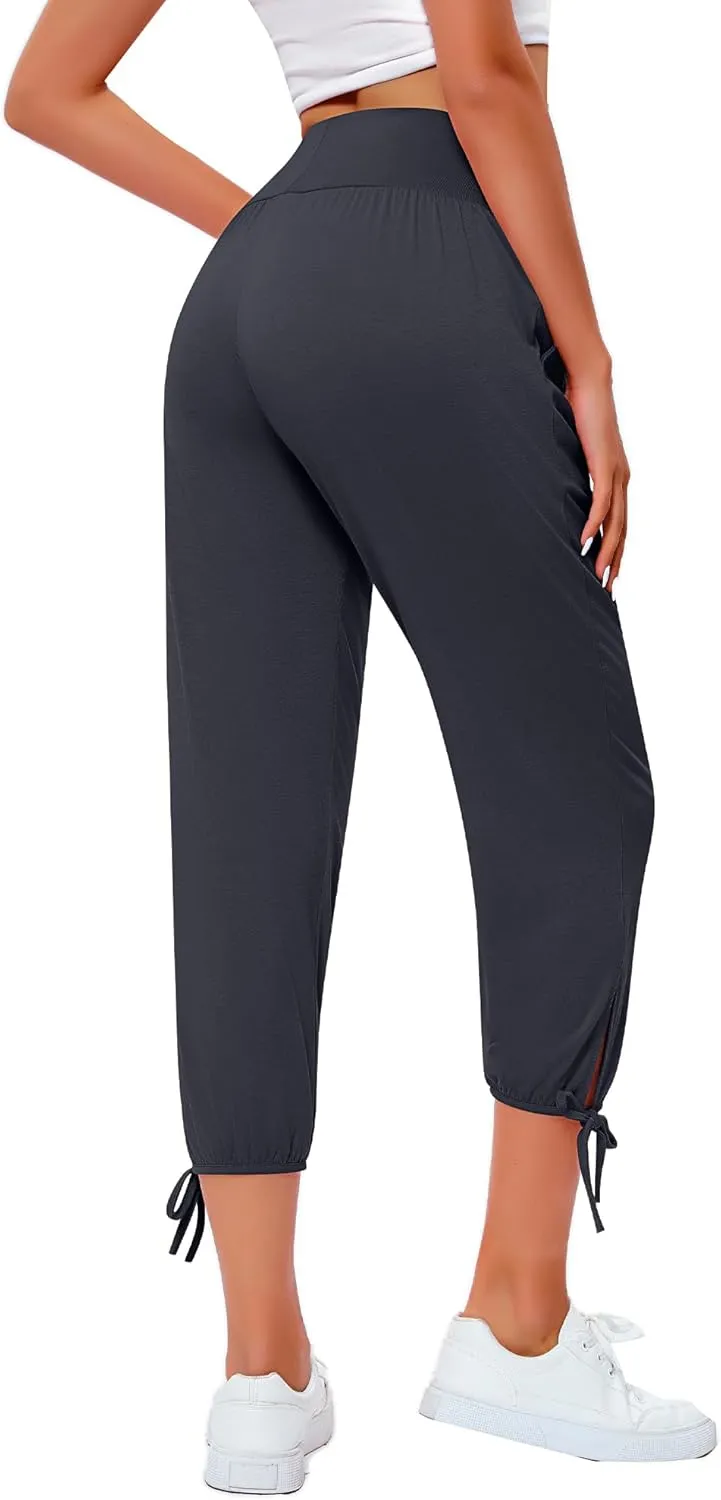 3 Pcs Women Capri Yoga Pant Casual Loose Workout Pant Lightweight Cropped Running Jogger Lounge Capri with Pocket