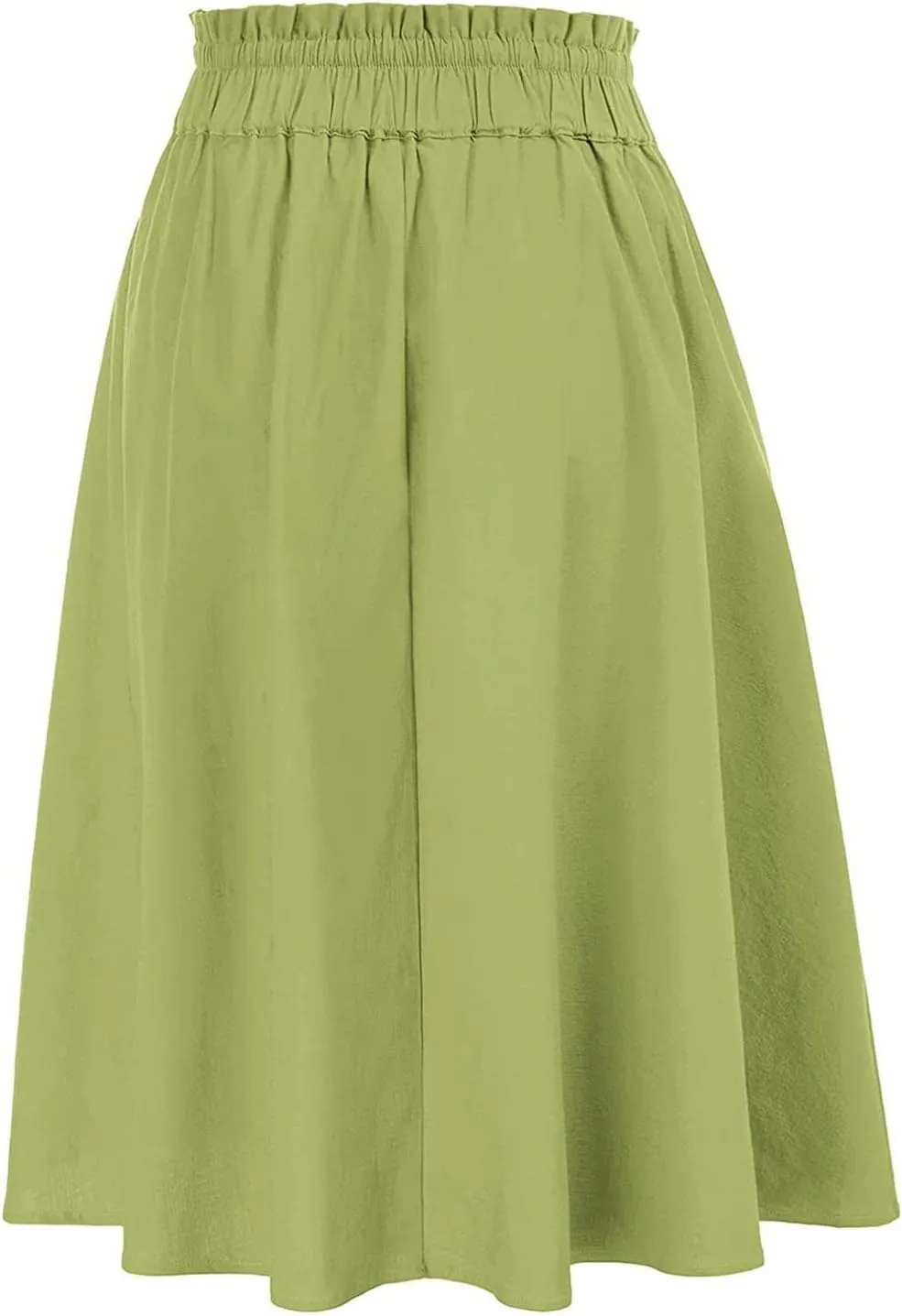 A Line Skirt for Women Solid Lightweight Drawstring High Elastic Waist Knee Length Summer Skirts 2025 Trendy Clothes