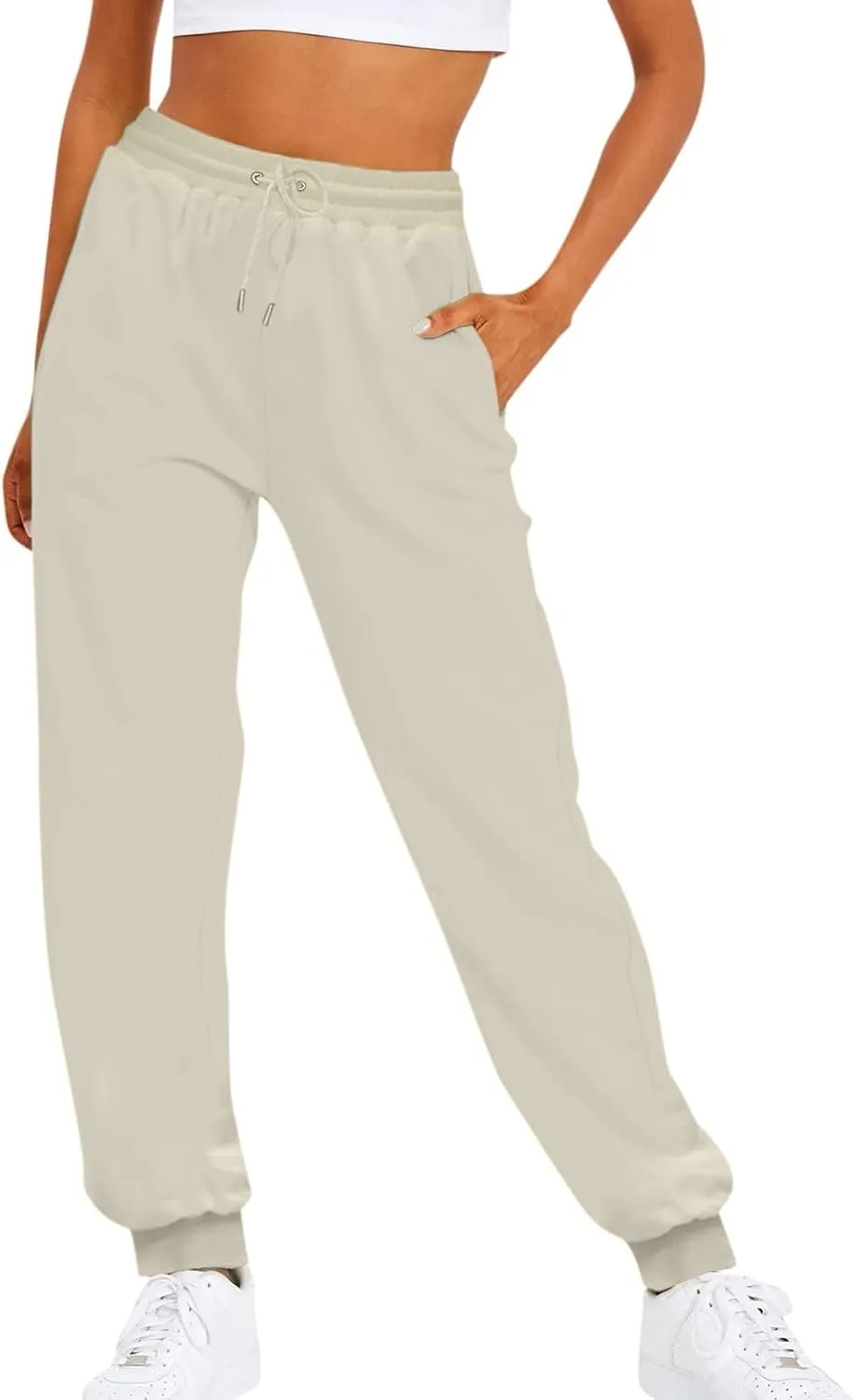 Active High Waisted Sweat Pants for Women Loose Fit with Pockets Workout Baggy Jogger Workout Lounge Bottoms