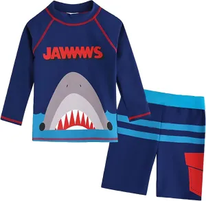 AIWUHE Toddler Boys Swimsuit 2 Piece Rash Guard Swimsuits with Swim Trunk Long Sleeve Bathing Suit Sunsuit Swimwear Sets 1-7Y