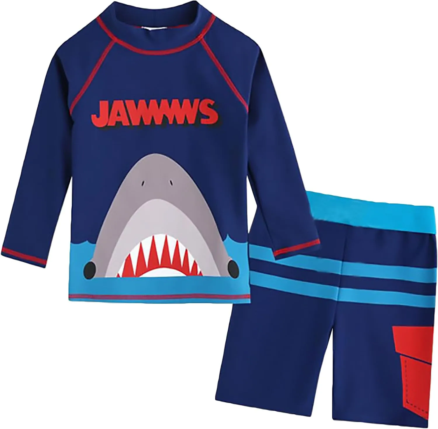 AIWUHE Toddler Boys Swimsuit 2 Piece Rash Guard Swimsuits with Swim Trunk Long Sleeve Bathing Suit Sunsuit Swimwear Sets 1-7Y