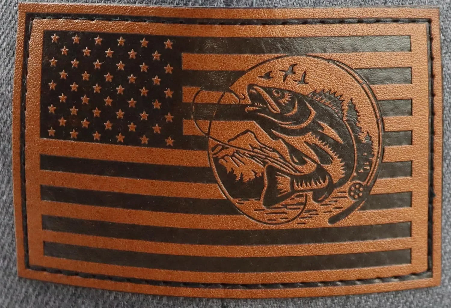 American Flag Fishing Trucker Hat for Men, Funny Embroidered Leather Patch Fish Baseball Cap