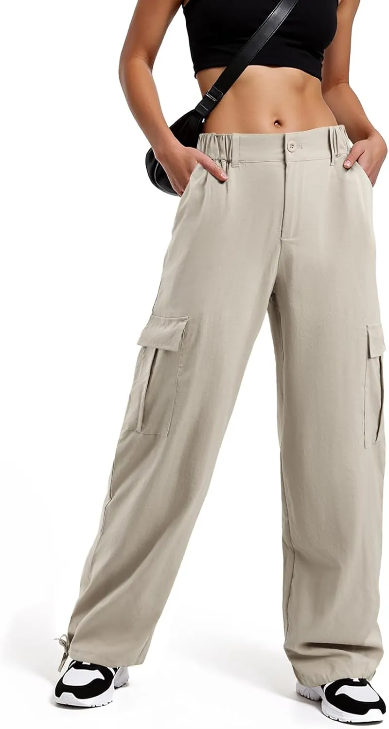 American Trends Cargo Pants Women Baggy Pants Y2K Parachute Pants with Multiple Pockets Trendy Lightweight Pants for Woman