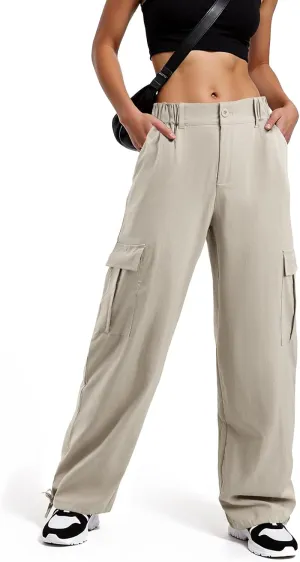 American Trends Cargo Pants Women Baggy Pants Y2K Parachute Pants with Multiple Pockets Trendy Lightweight Pants for Woman