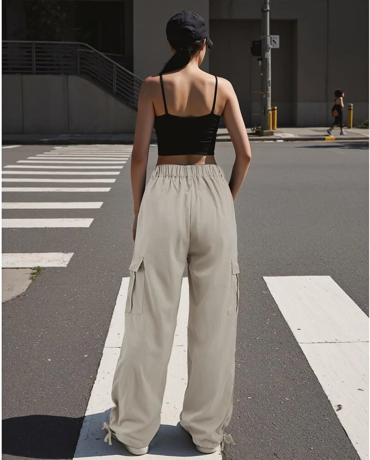 American Trends Cargo Pants Women Baggy Pants Y2K Parachute Pants with Multiple Pockets Trendy Lightweight Pants for Woman
