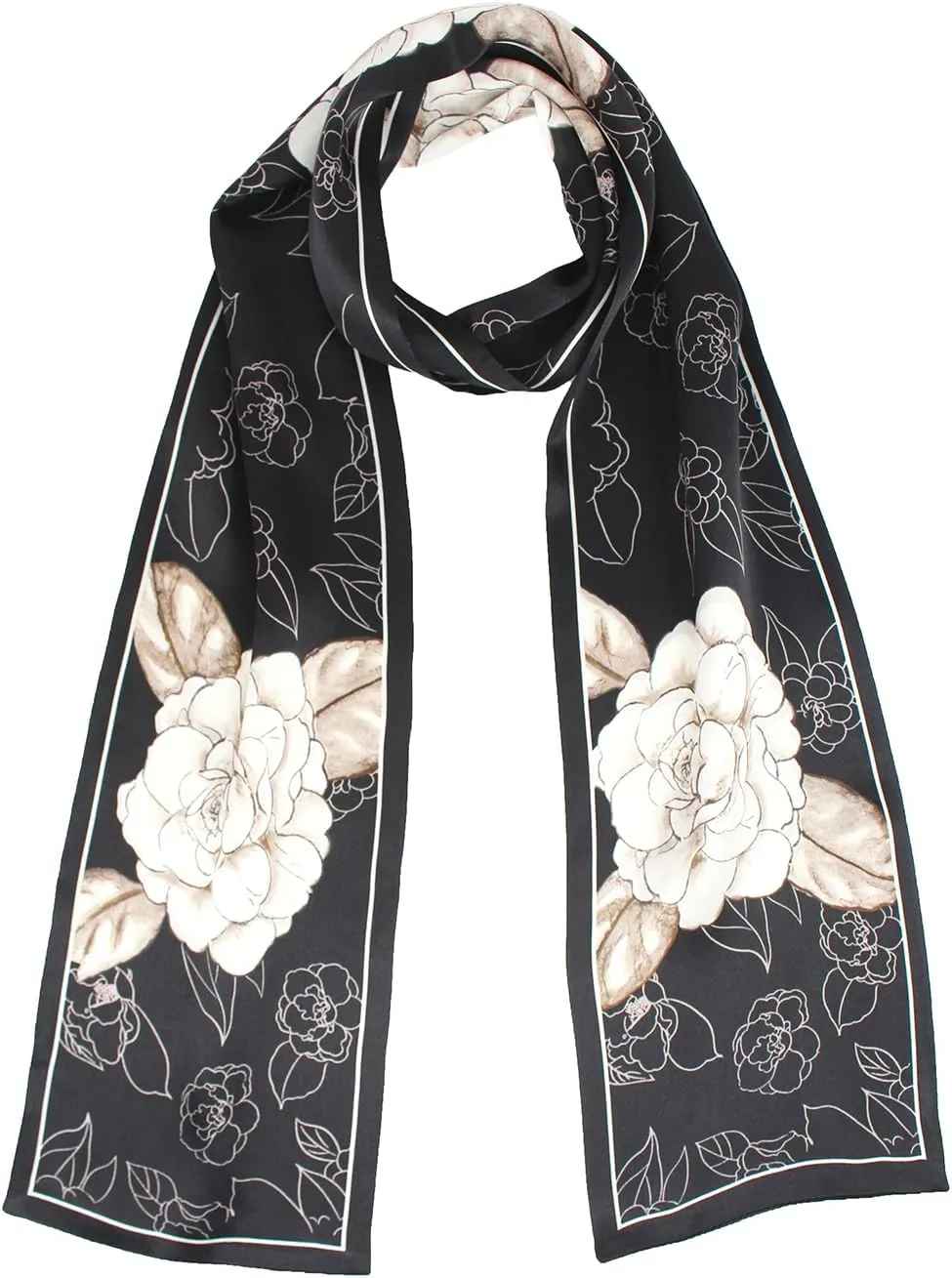 ANDANTINO 100% Silk Scarf for Women 59”*6.3” Long Shawls for Headscarf and Neck- Oblong Hair Wraps with Gift Packed