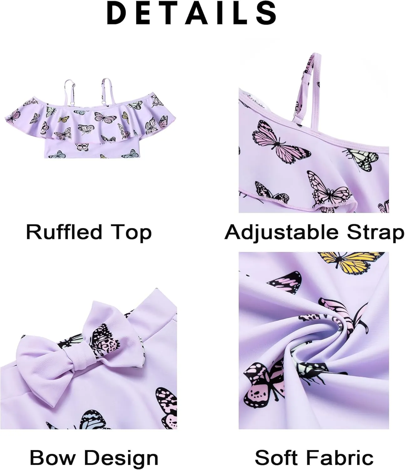 Arshiner 3 Piece Tween Girls Swimsuit Ruffle Sleeve Athletic Tankini Sport Swimwear with Swimming Skirt