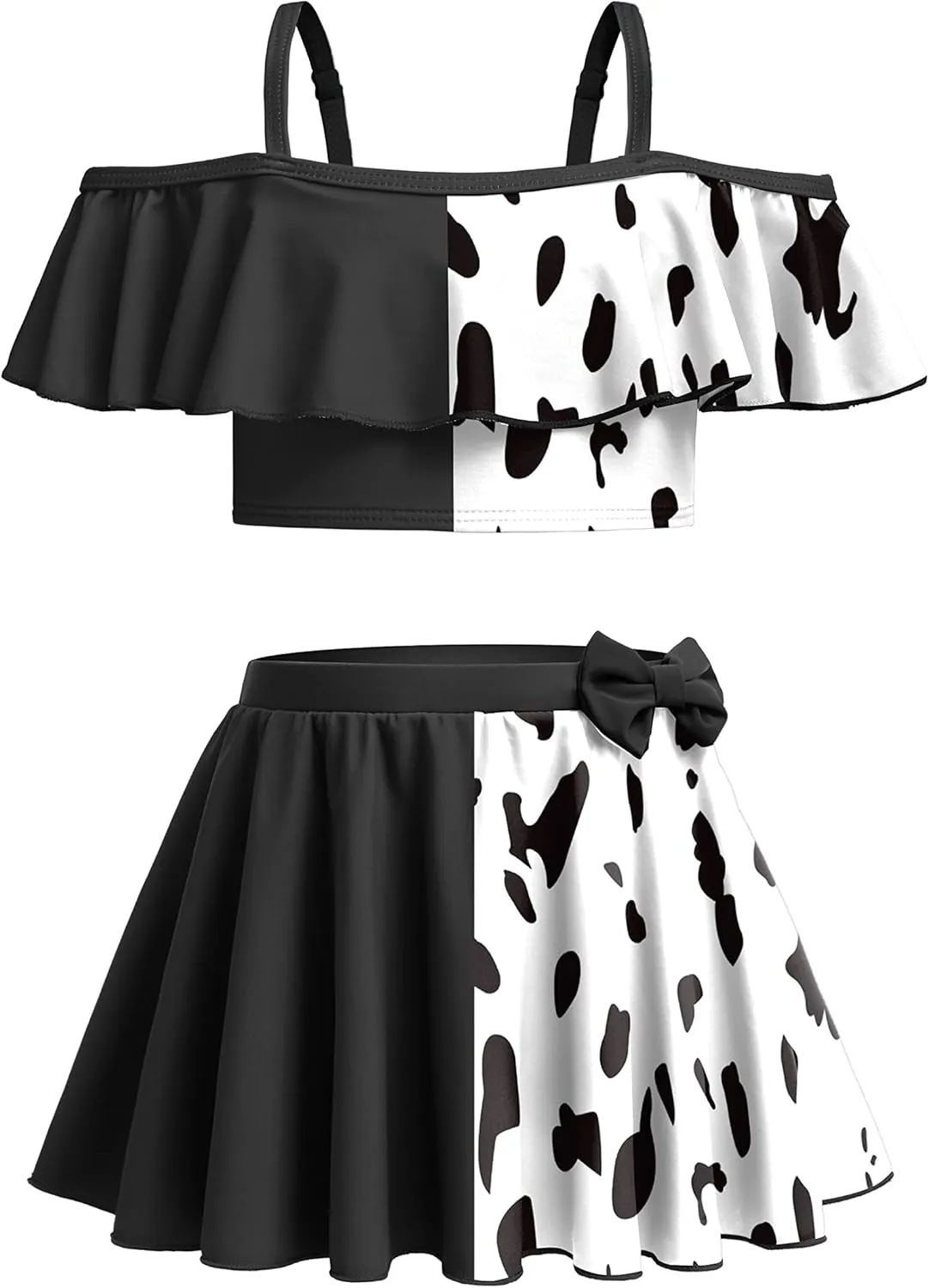 Arshiner 3 Piece Tween Girls Swimsuit Ruffle Sleeve Athletic Tankini Sport Swimwear with Swimming Skirt