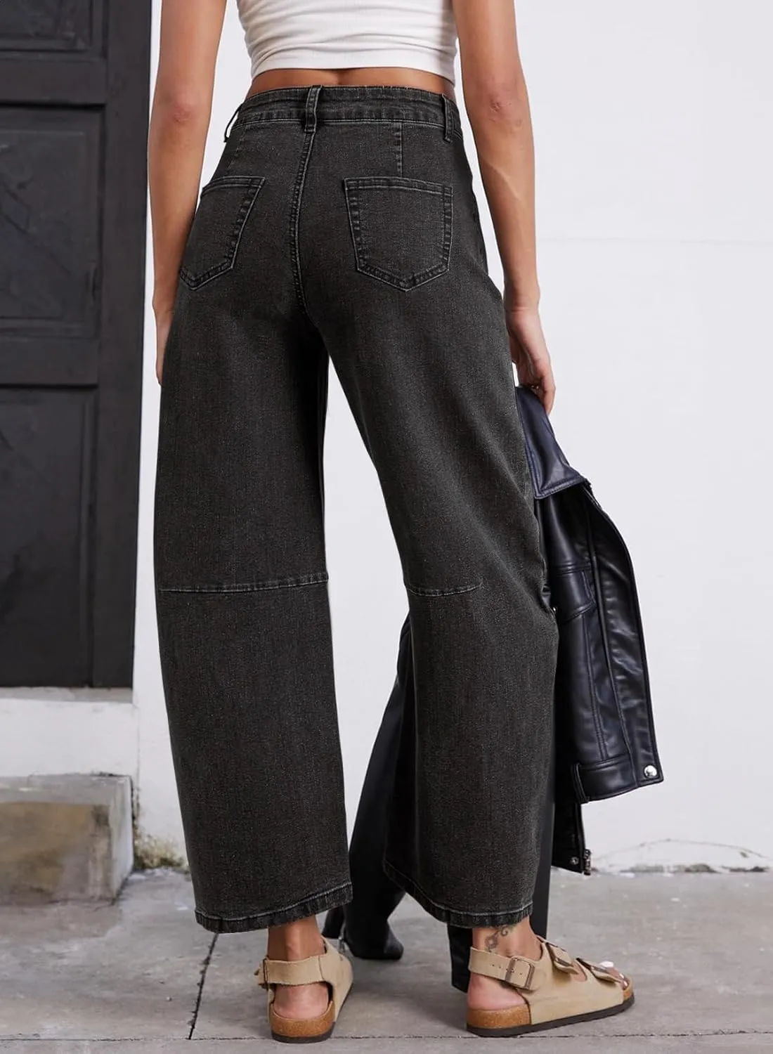 Astylish Womens Baggy Boyfriend Jeans Wide Leg High Waisted Barrel Vintage Trendy Denim Ankle Pants