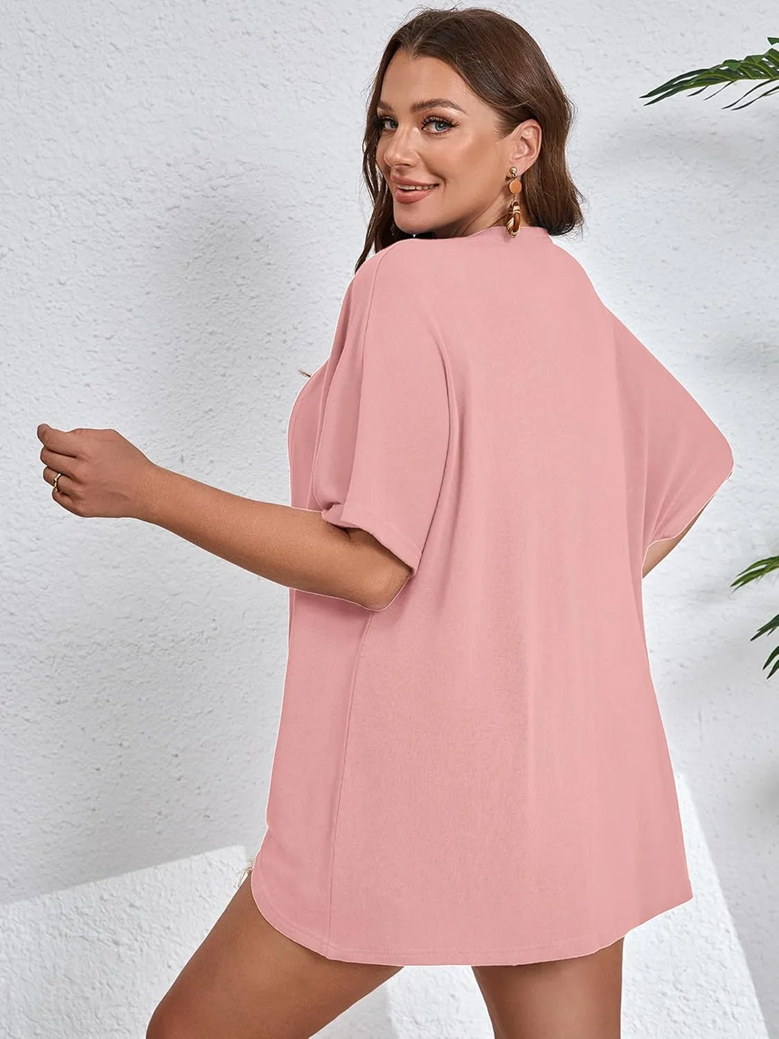 AusLook Women's Plus Size Short Sleeve Shawls and Wraps Lightweight Open Front Cardigan Cover Ups Shrugs Kimono Jacket Coat