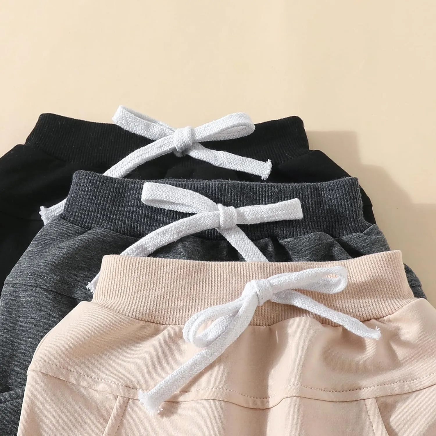 Baby Boy 3-Pack Jogger Pants Active Harem Pant Solid Casual Sweatpants Drawstring Elastic Waist Trousers Bottoms
