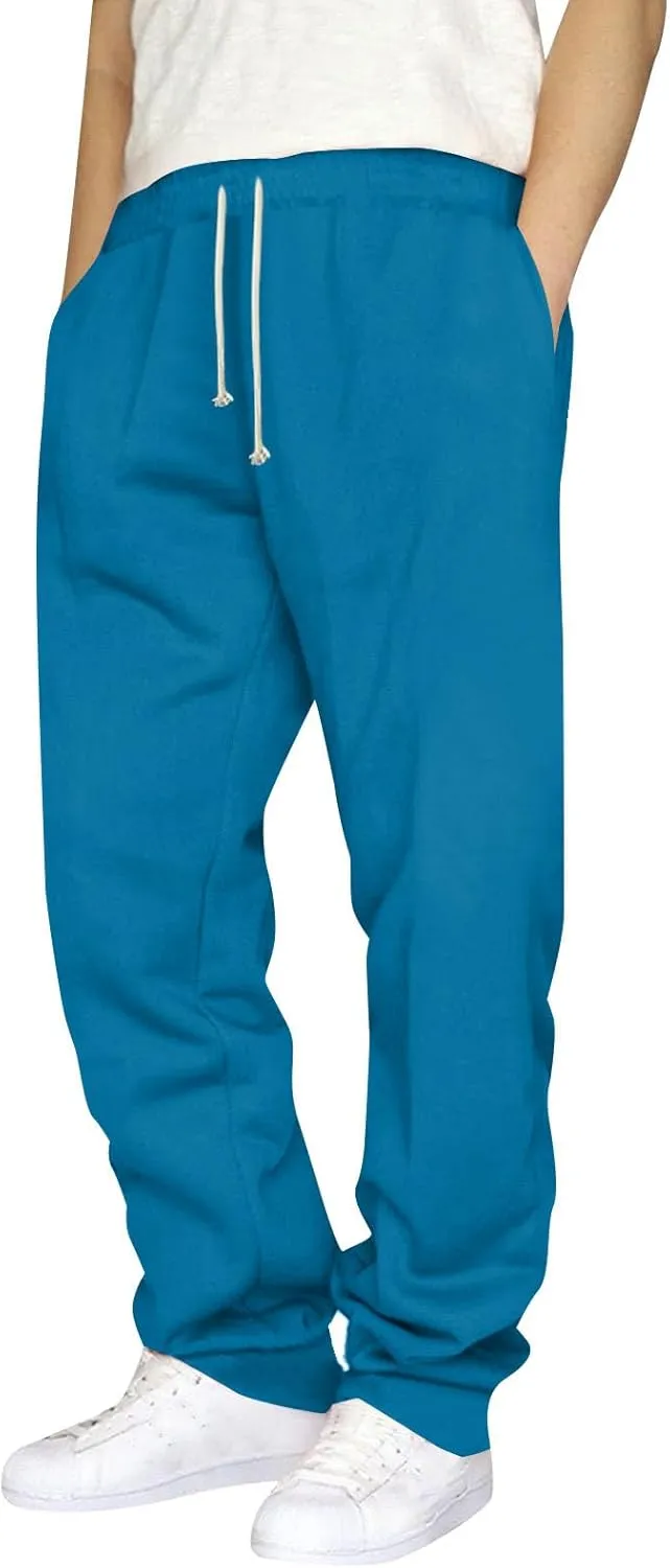 Baggy Fleece Lined Cinch Bottom Sweatpants Mens Sweatpants with Pockets Thicken Solid Color Yoga High Waisted Joggers