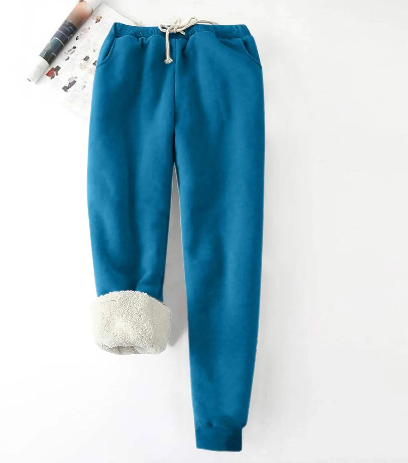 Baggy Fleece Lined Cinch Bottom Sweatpants Mens Sweatpants with Pockets Thicken Solid Color Yoga High Waisted Joggers