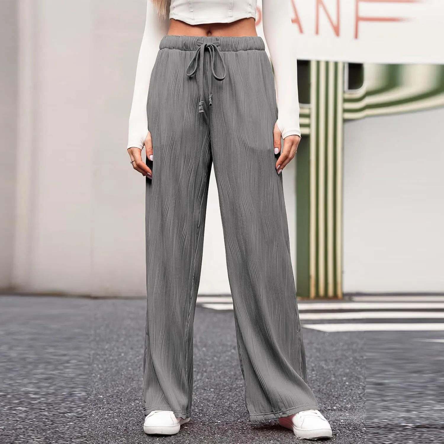 Baggy Sweatpants for Women Jogger Pant High Waisted Drawstring Waist Wide Leg Lounge Joggers Bottoms Sweat Pants