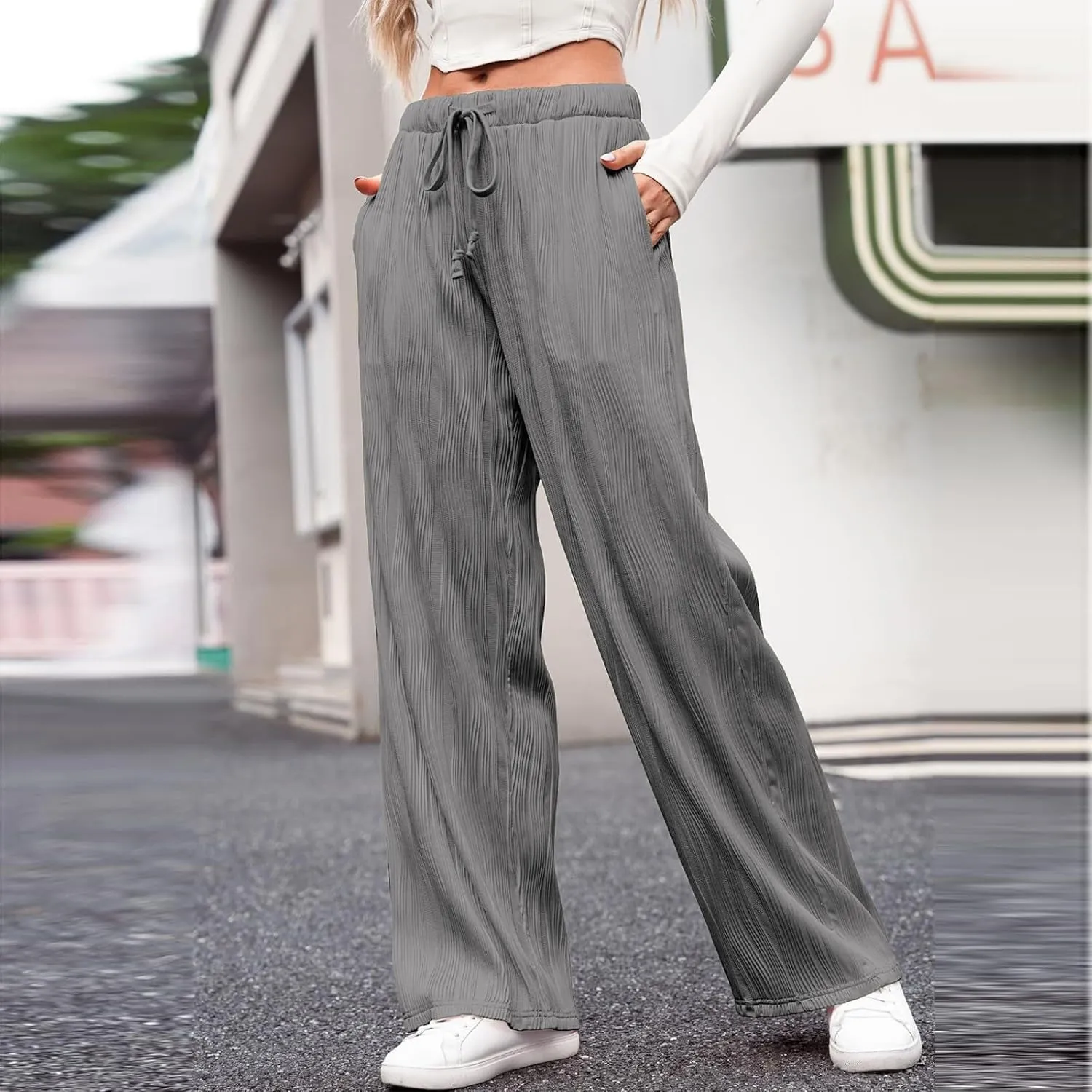 Baggy Sweatpants for Women Jogger Pant High Waisted Drawstring Waist Wide Leg Lounge Joggers Bottoms Sweat Pants