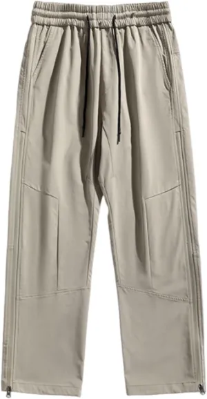 Bidobibo Cargo Work Pants for Men Stretch Elastic Waist Drawstring Pants Side Zip Tactical Pants Multi-Pocket Cargo Pants