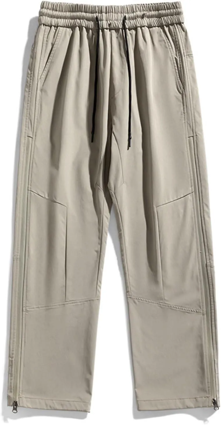 Bidobibo Cargo Work Pants for Men Stretch Elastic Waist Drawstring Pants Side Zip Tactical Pants Multi-Pocket Cargo Pants