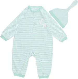 BONI Mint Baby Romper Jumpsuit, 100% Organic Cotton, One-Piece Coverall
