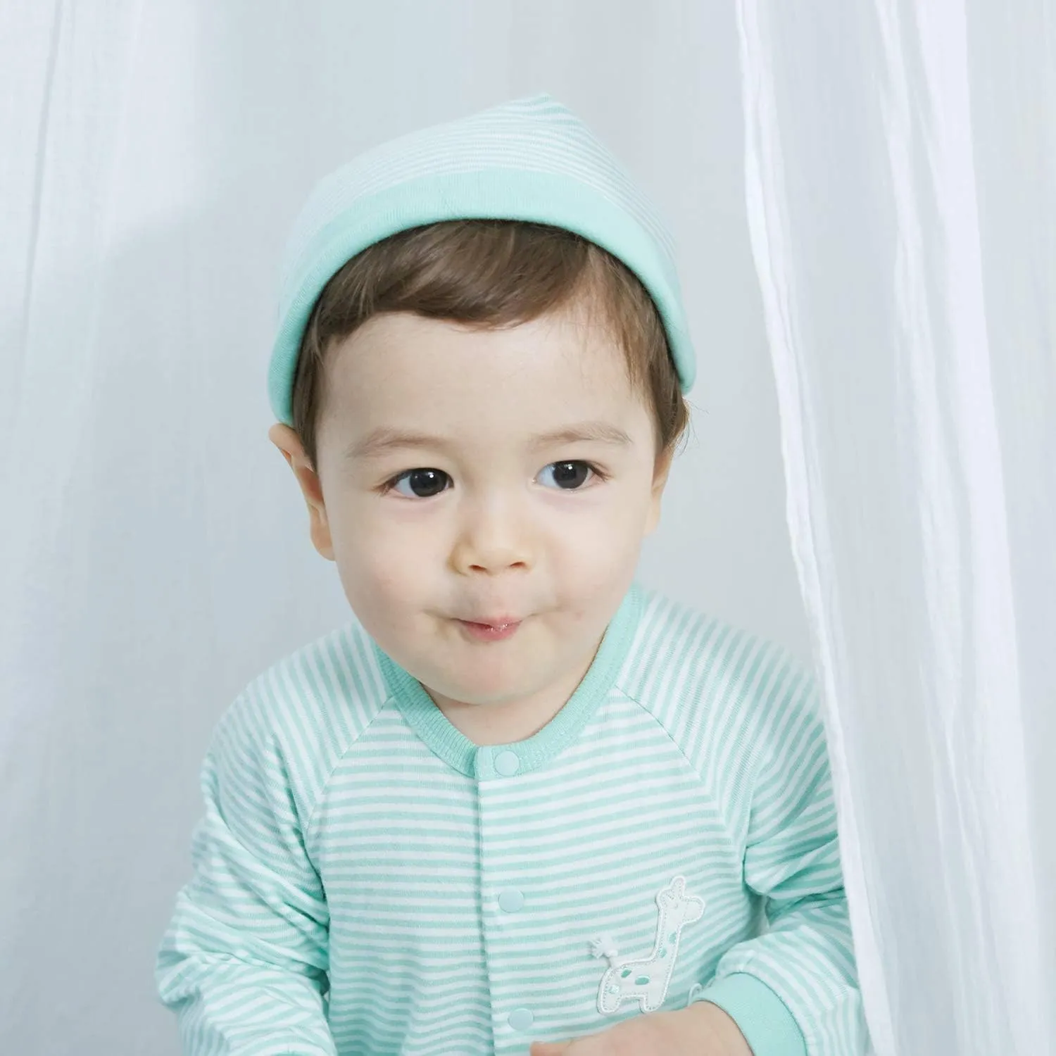 BONI Mint Baby Romper Jumpsuit, 100% Organic Cotton, One-Piece Coverall
