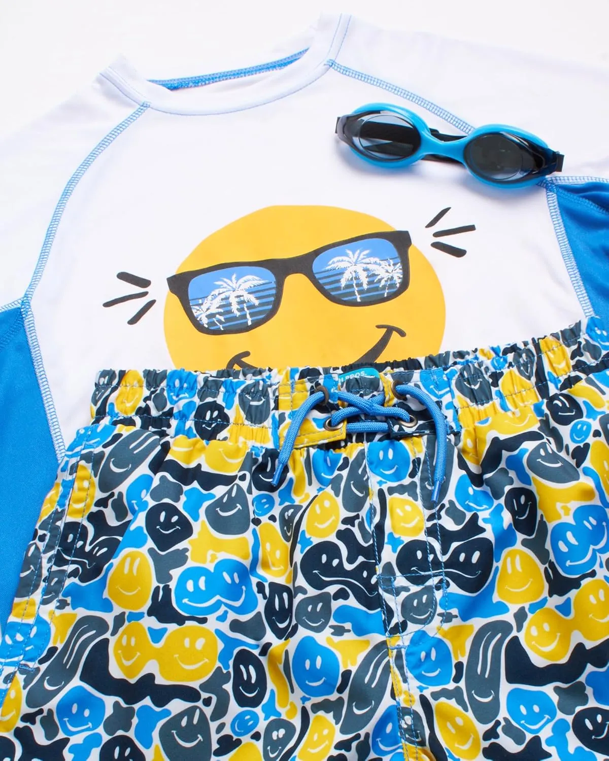 Boys' Rash Guard Set - 3 Piece UPF 50  Rash Guard Swim Shirt, Bathing Suit, Goggles - Swimwear for Boys (5-14)