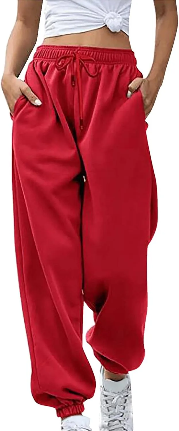 Bunched Feet Joggers for Women Casual Solid High Waisted Sweatpants Active Joggers Pants Baggy Lounge Bottoms