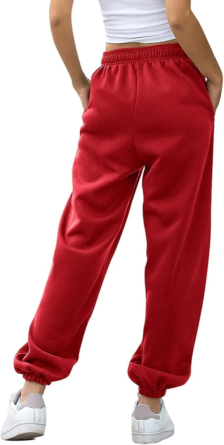 Bunched Feet Joggers for Women Casual Solid High Waisted Sweatpants Active Joggers Pants Baggy Lounge Bottoms