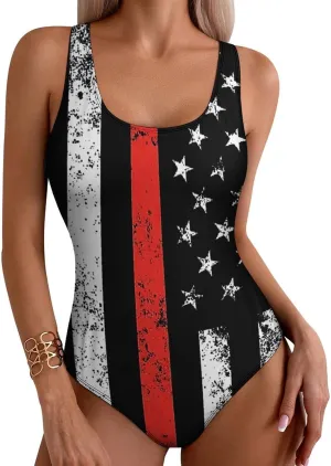 Canada Flag One Piece Swimsuit Set Backless Tummy Control Bikini Beach Female