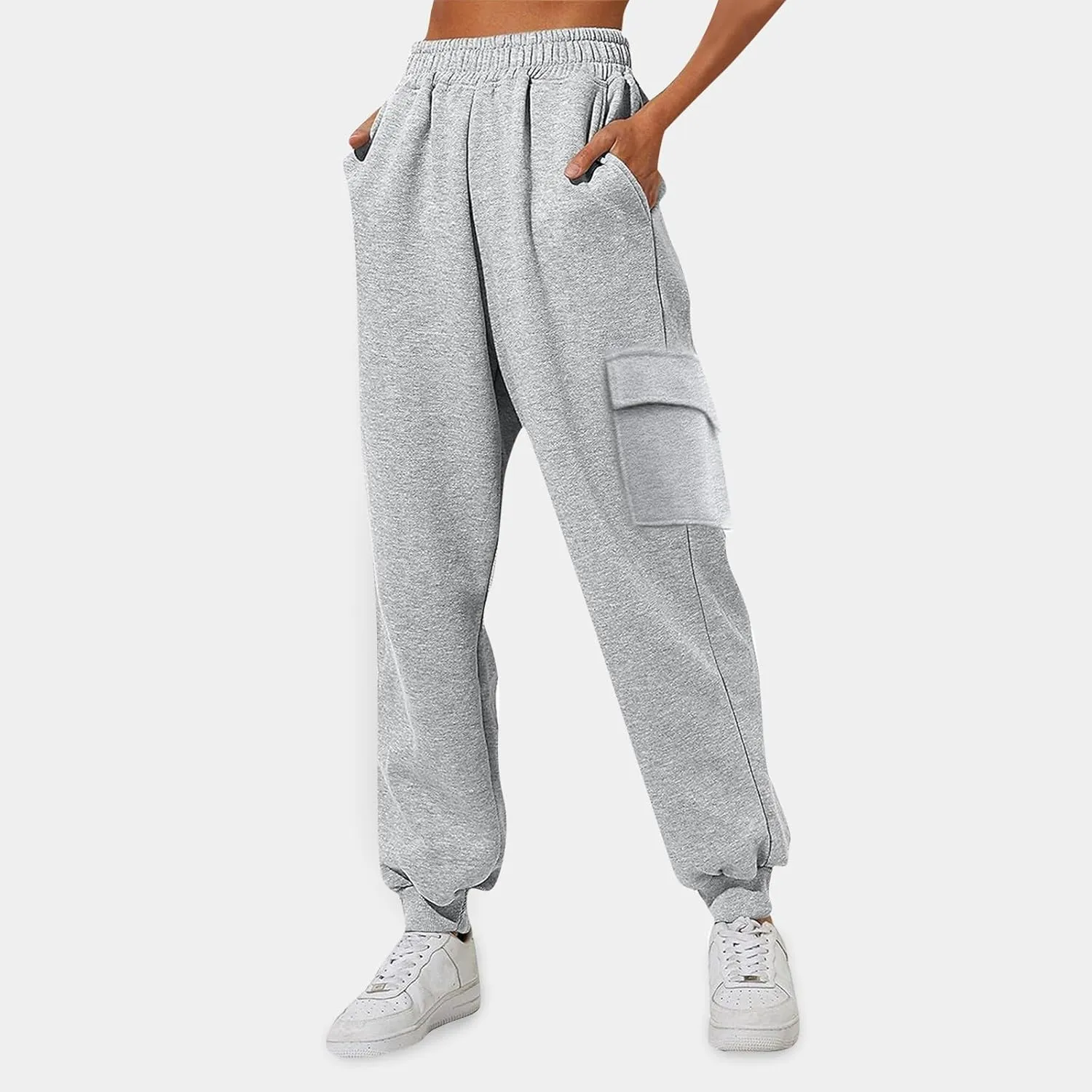 Cargo Sweatpants for Women Joggers Trousers Elastic High Waisted Wide Leg Bottoms Baggy Y2k Pants with Pockets