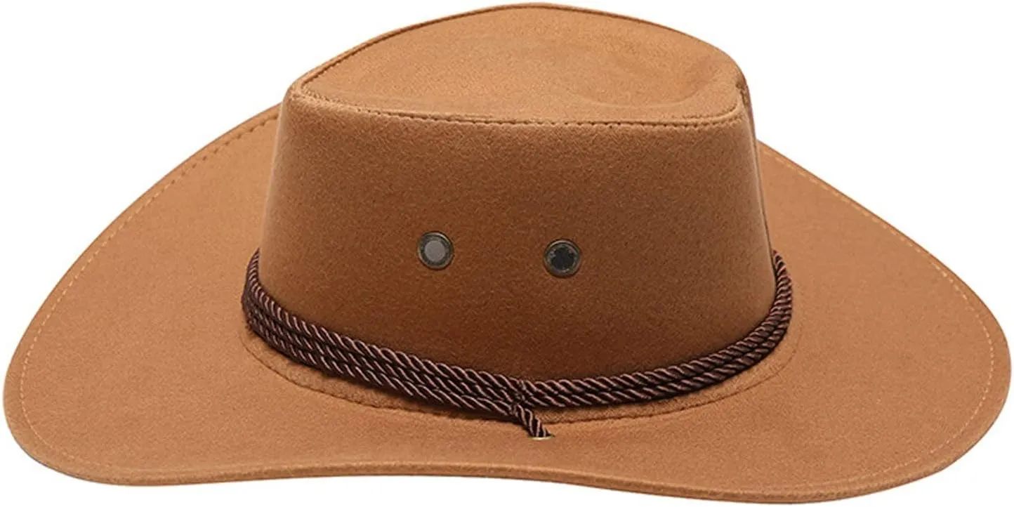 Classic Straw Western Panama Hat for Women and Men Wide Brim Roll Up Fedora Hat Felt Cowboy Cowgirl Hat