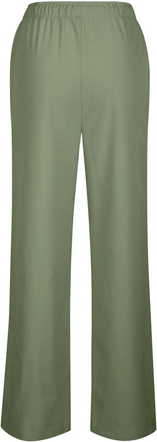 Cotton Linen Pants Women Bootcut Linen Wide Leg Pants Elastic High Waisted Trousers Palazzo Pants Baggy Lounge Pants