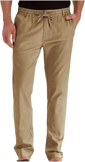 Cotton Men's Casual Elastic Waist Drawstring Straight Leg Comfortable Lounge Daily Summer Beachwear Relaxed Bottoms