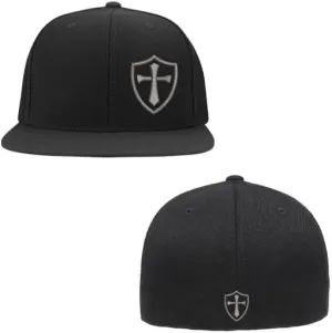 Crusader Cross Military Logo Front and Back Embroidered Flexfit Hat Black Grey Navy Red Olive Royal Blue Curved or Flat Brim