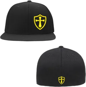 Crusader Cross Military Logo Front and Back Embroidered Flexfit Hat Black Grey Navy Red Olive Royal Blue Curved or Flat Brim