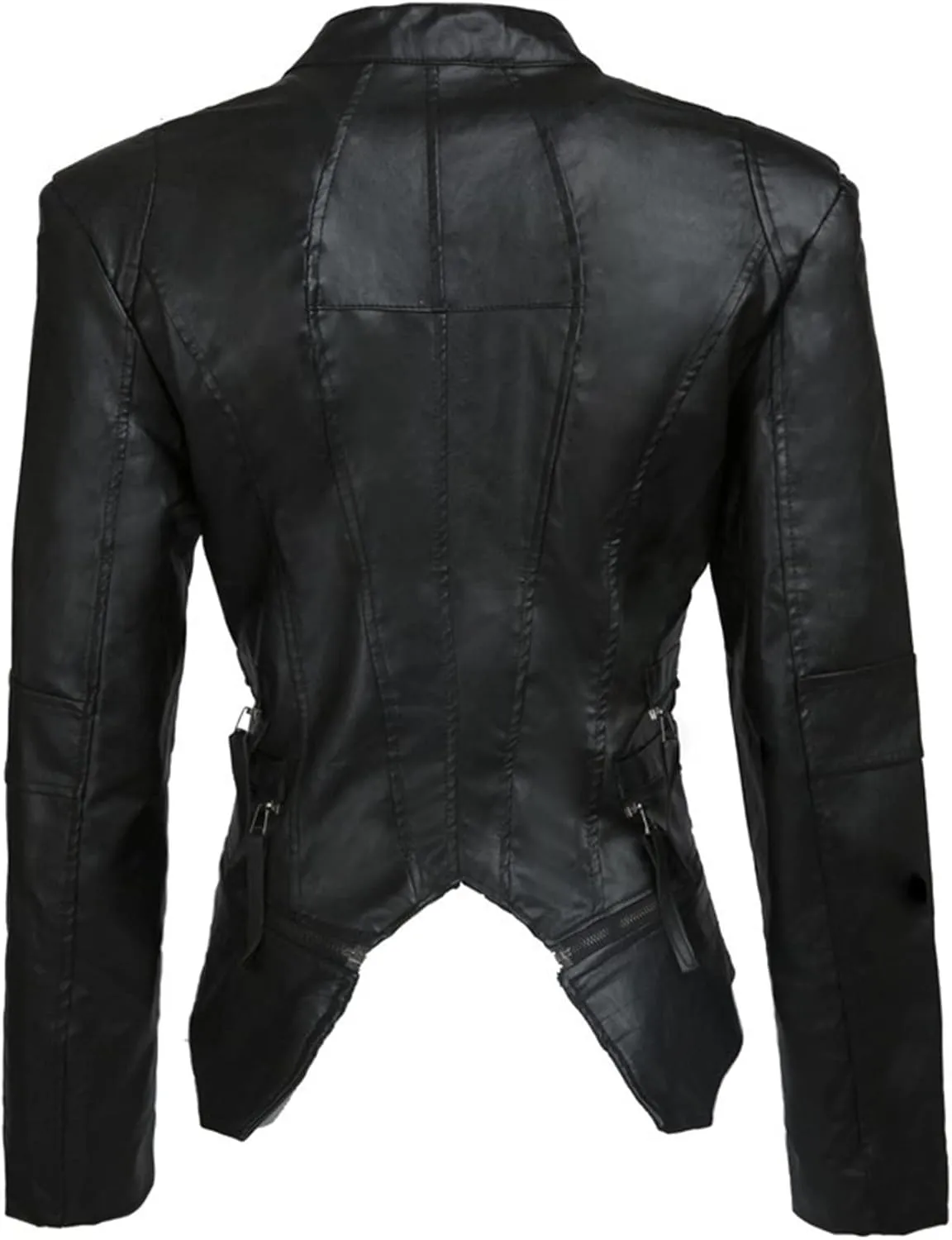 DGHM-JLMY Women's Zipper Rivet Leather Jacket Moto Pu Leather Biker Jacket Casual Personalized Motorcycle Jacket