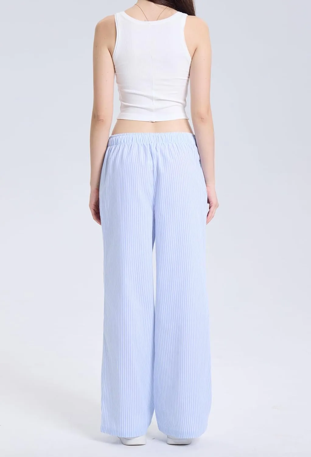 FaroDor Comfy Women Y2K Striped Lounge Pants: Trendy Wide Leg Drawstring Pajama Bottoms for Sleep & Relaxation