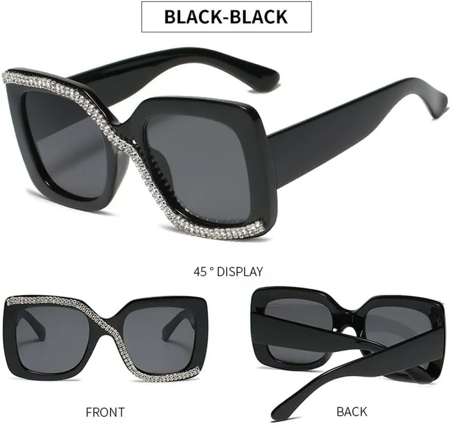 Fashion Diamond Sunglasses For Women Men Retro Oversized Frame Trending Ladies Luxury Sun Glasses UV400