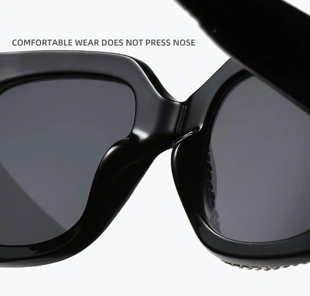 Fashion Diamond Sunglasses For Women Men Retro Oversized Frame Trending Ladies Luxury Sun Glasses UV400