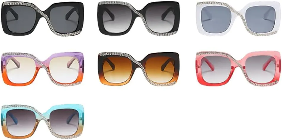 Fashion Diamond Sunglasses For Women Men Retro Oversized Frame Trending Ladies Luxury Sun Glasses UV400