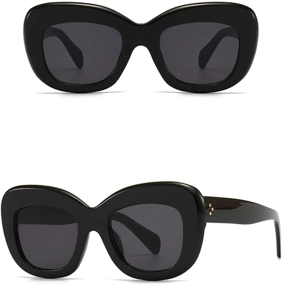 Fashion Retro Oversized Sunglasses For Women Men Cat Eye Luxury Rivet Female Trending Shades UV400 Eyeglasses