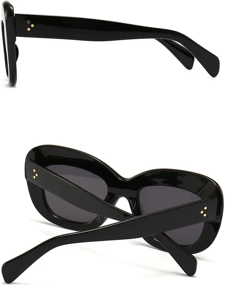 Fashion Retro Oversized Sunglasses For Women Men Cat Eye Luxury Rivet Female Trending Shades UV400 Eyeglasses