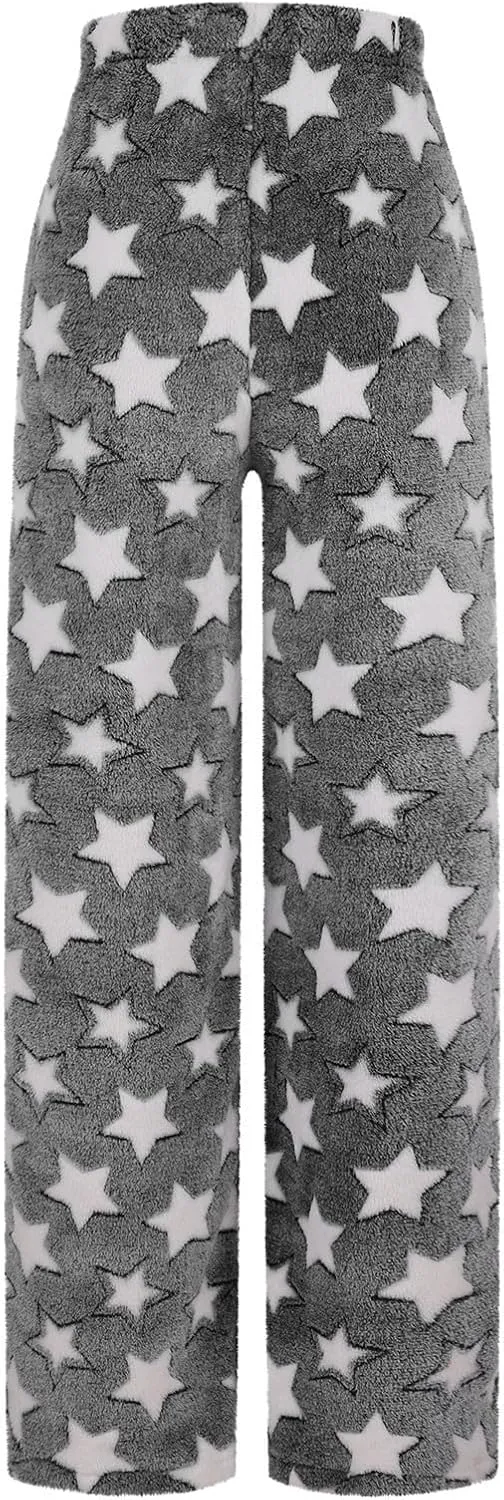 Fleece Sweatpants Women Printed Fashion Workout Warm Soft Joggers Pants Comfy Straight Leg Baggy Lounge Bottoms 2024