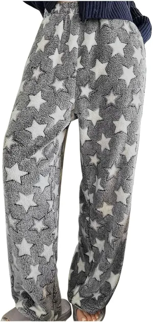 Fleece Sweatpants Women Printed Fashion Workout Warm Soft Joggers Pants Comfy Straight Leg Baggy Lounge Bottoms 2024