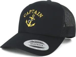 Flexfit Oversize XXL Captain Anchor Logo Embroidered Retro Trucker Mesh Cap